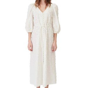 MAJE Roxitane floral-embroidered organic-cotton midi dress Size 34